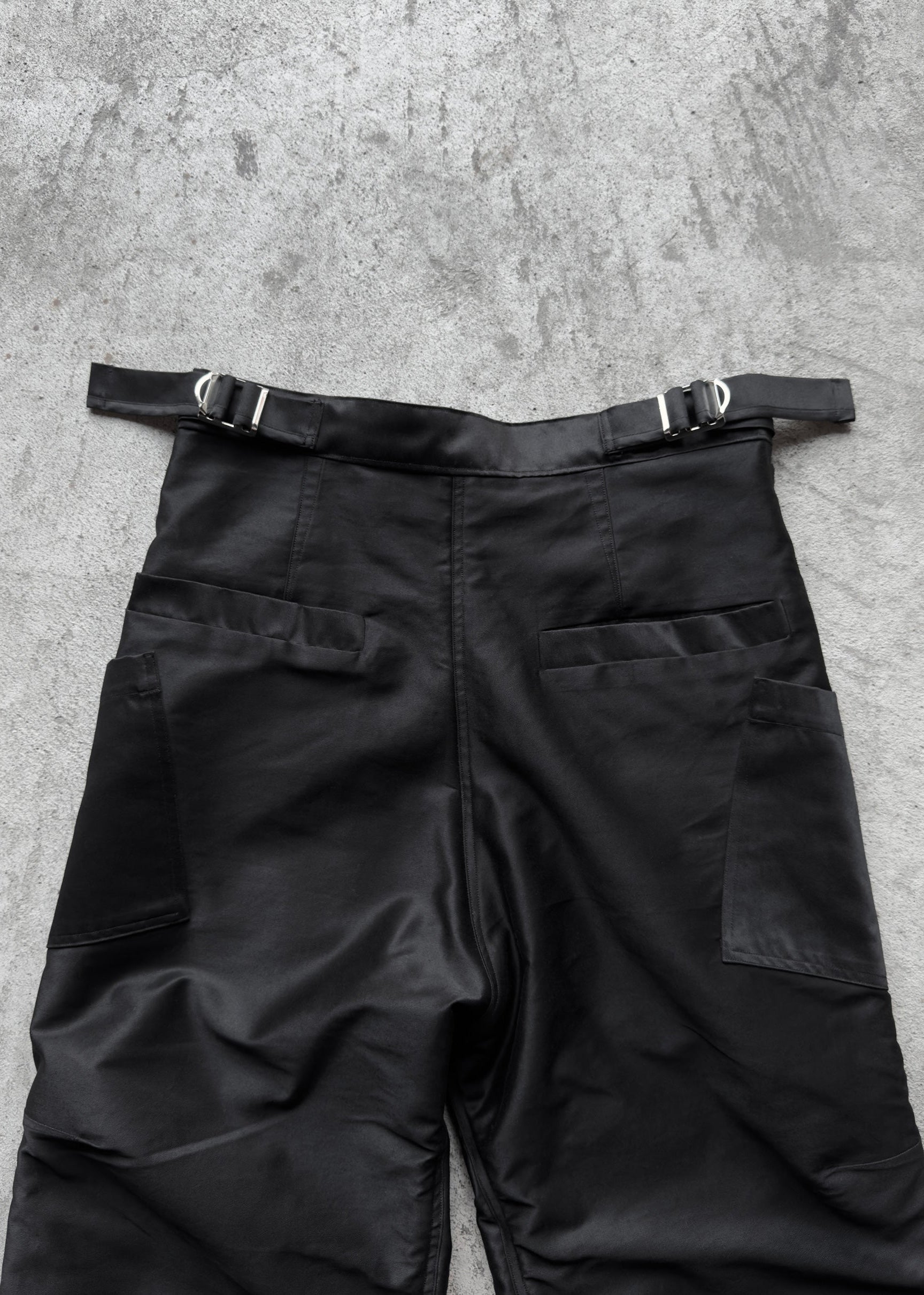 NEVER STRUGGLED 6PF HEAVYWEIGHT MOLESKIN PANTS BACK DETAILS WELT POCKETS, METAL WAIST ADJUSTERS, BACK OF SIDE POCKETS, DARTING DETAILS, JAPANESE HEAVYWEIGHT MOLESKIN FABRIC 100% COTTON
