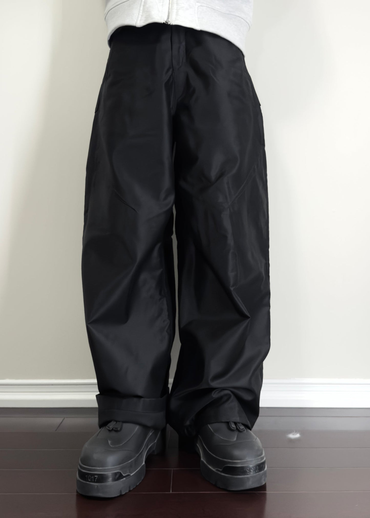 NEVER STRUGGLED DARTED TROUSERS ON BODY FRONT JAPANESE HEAVYWEIGHT MOLESKIN FABRIC 100% COTTON
