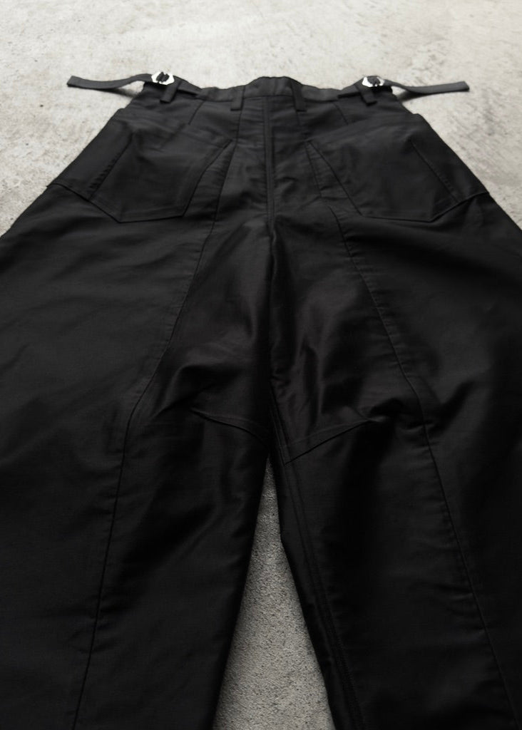 NEVER STRUGGLED DARTED TROUSERS BACK, SPLIT SEAM, METAL WAIST ADJUSTERS, BACK DARTED POCKETS, BELT LOOPS, BACK KNEE DART, JAPANESE HEAVYWEIGHT MOLESKIN FABRIC 100% COTTON